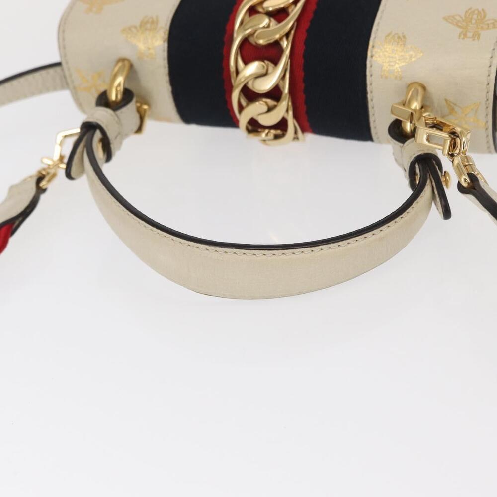 GUCCI Silvi Sherry Line Hand Bag Leather 2way Beige Gold 470270 Auth bs31644 - Picture 7 of 16